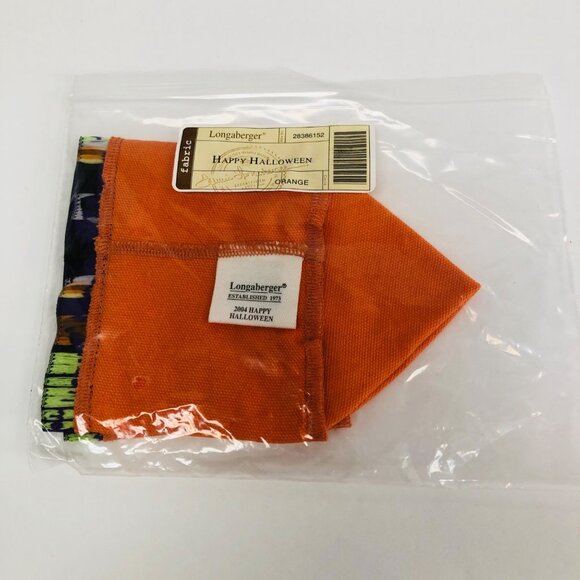Longaberger 2004 Happy Halloween Fabric Basket Liner Orange 5"x5" NEW - Picture 2 of 8
